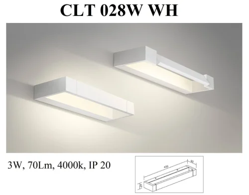 Бра LED CLT 028W WH Crystal Lux белый на 1 лампа, основание белое в стиле современный  фото 3